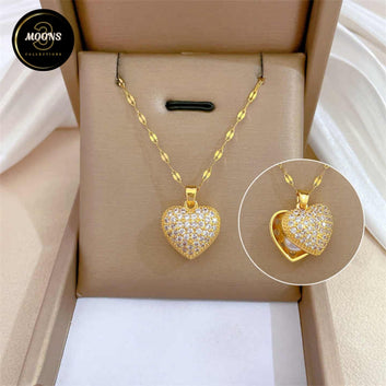 Stainless Steel Heart Pearl Oster Pendent Necklace For Women Fashion Gold Clavicle Chain High Quality Jewelry
