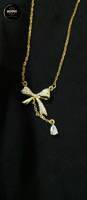 Stainless Steel Creative Ribbon Design Necklace For Women Fashion.