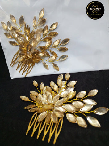 Leafs style stone hair comb for females