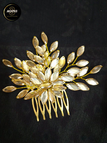 Leafs style stone hair comb for females