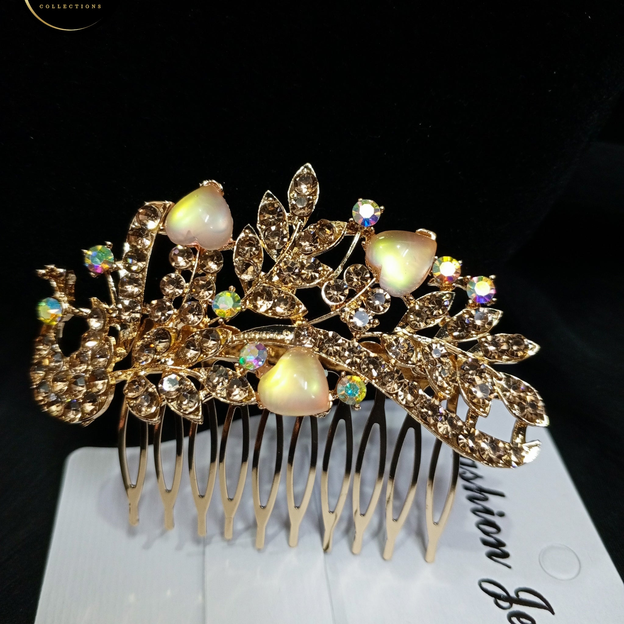 Shiny zircon hair comb for females