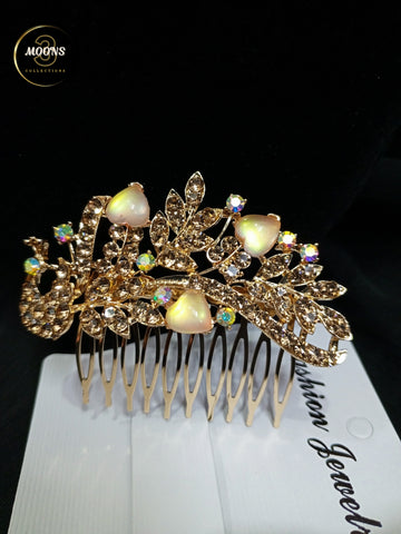 Shiny zircon hair comb for females