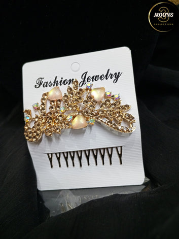 Shiny zircon hair comb for females