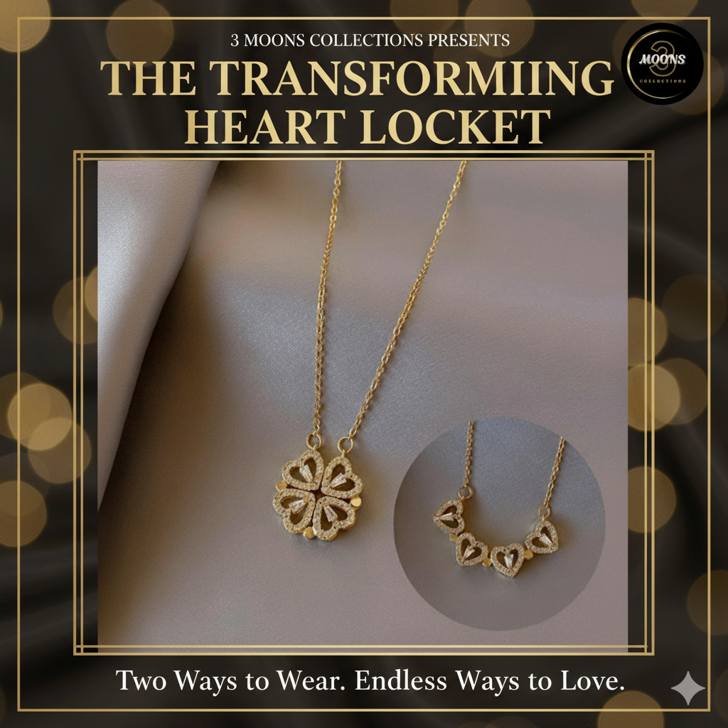 New Fashion Double Wear Magnet Four Heart Flower Pendant Necklace For Women Sweet Female Stainless Steel