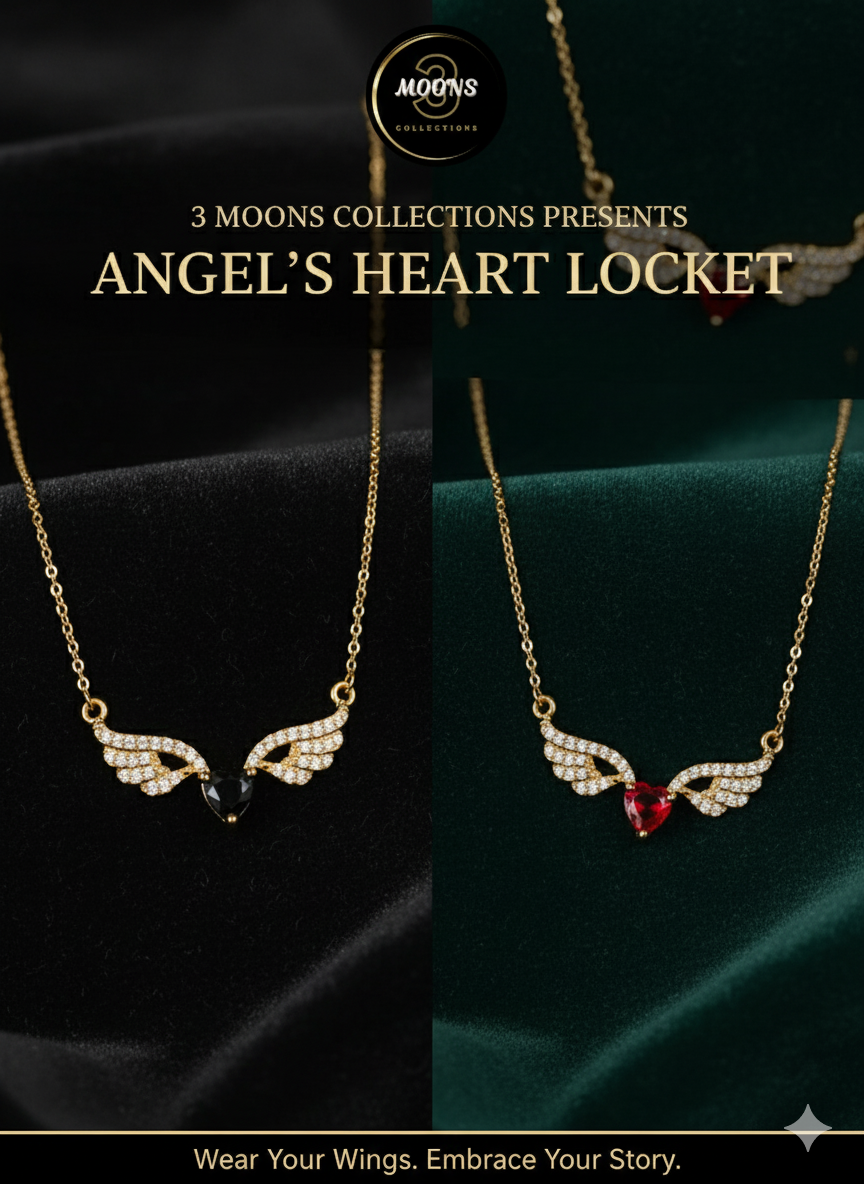 Angels Heart shiny zircon Locket for females